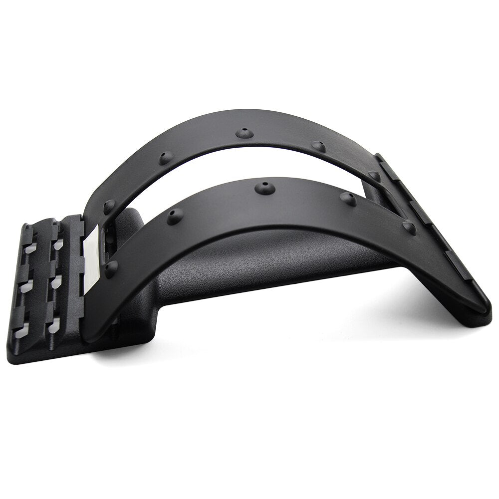 Magic Back Stretcher Lumbar Support Device designed for upper and lower back relief, featuring a multi-level arch for personalized stretching.