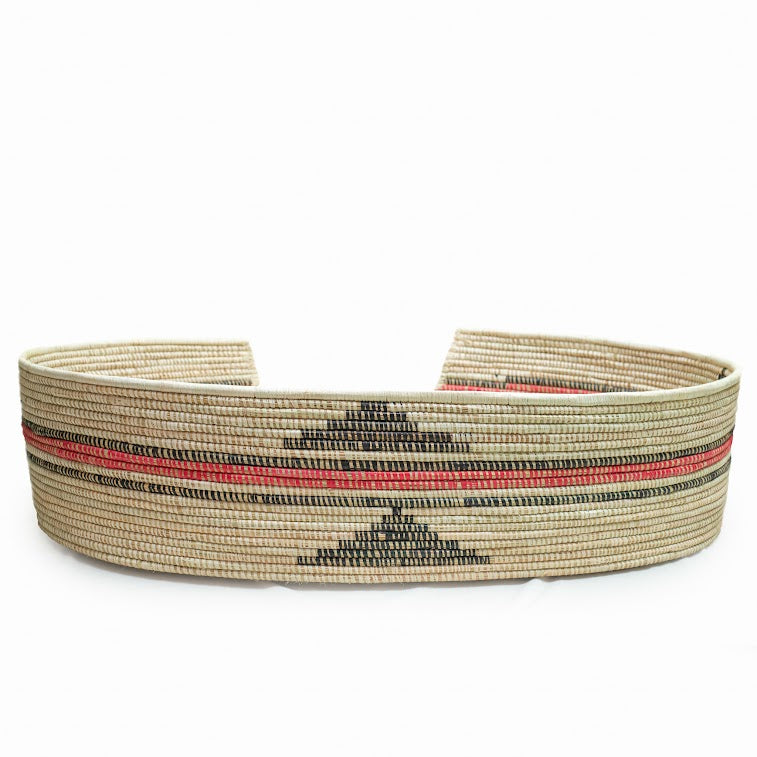 Mawenzi Handwoven Dog Bed showcasing vibrant colors and intricate patterns, handmade by skilled artisans using natural materials.