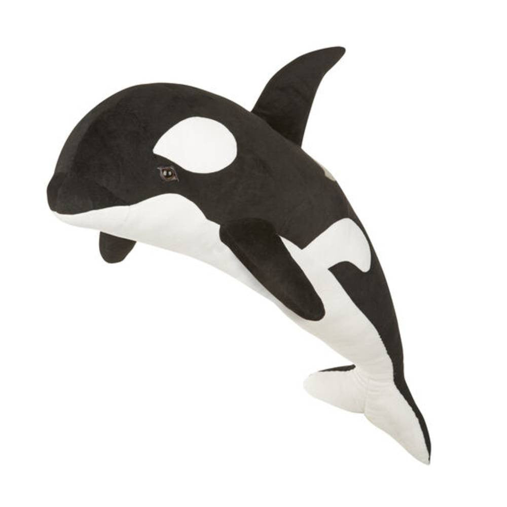 Melissa and Doug Orca Plush toy featuring realistic black and white markings, perfect for cuddling and playtime.
