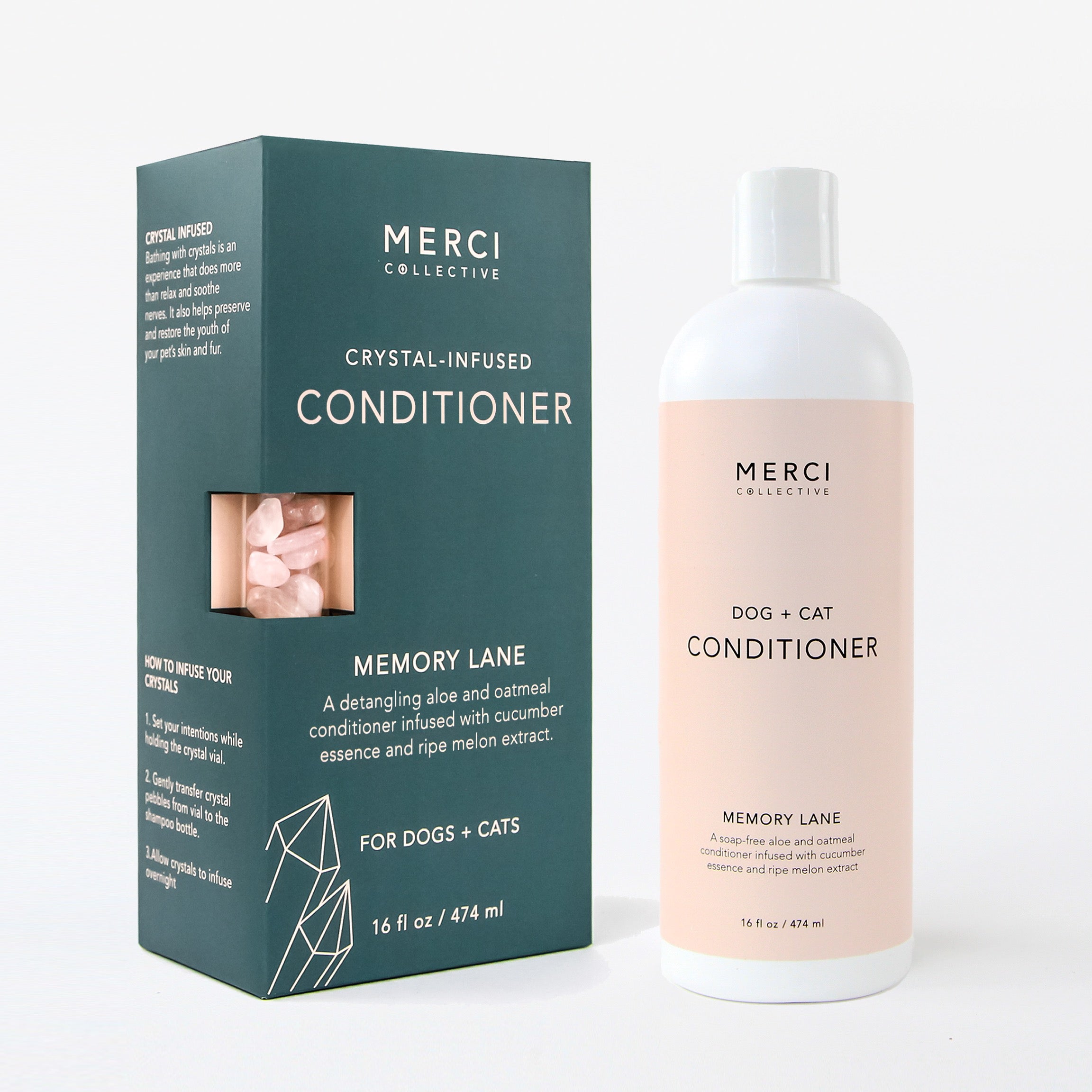 Memory Lane Conditioner bottle with a soothing melon and cucumber scent, designed for pet grooming.
