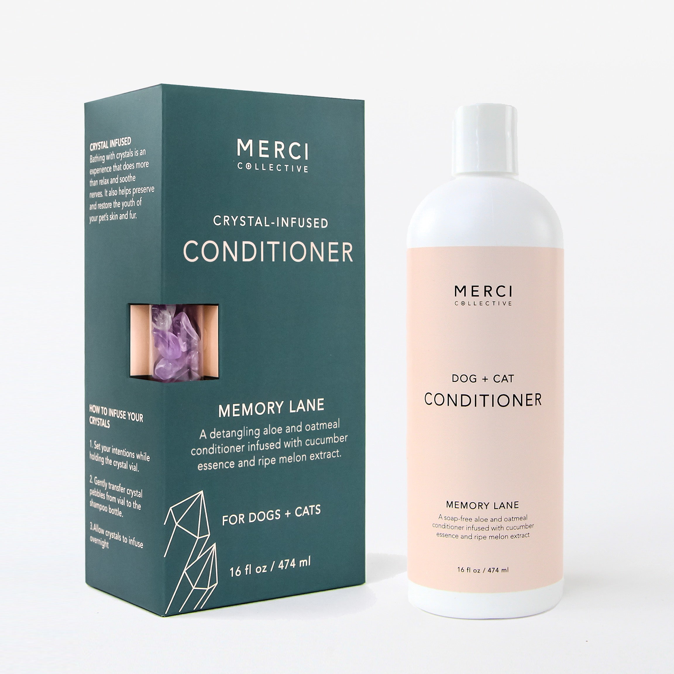 Memory Lane Conditioner bottle with a soothing melon and cucumber scent, designed for pet grooming.