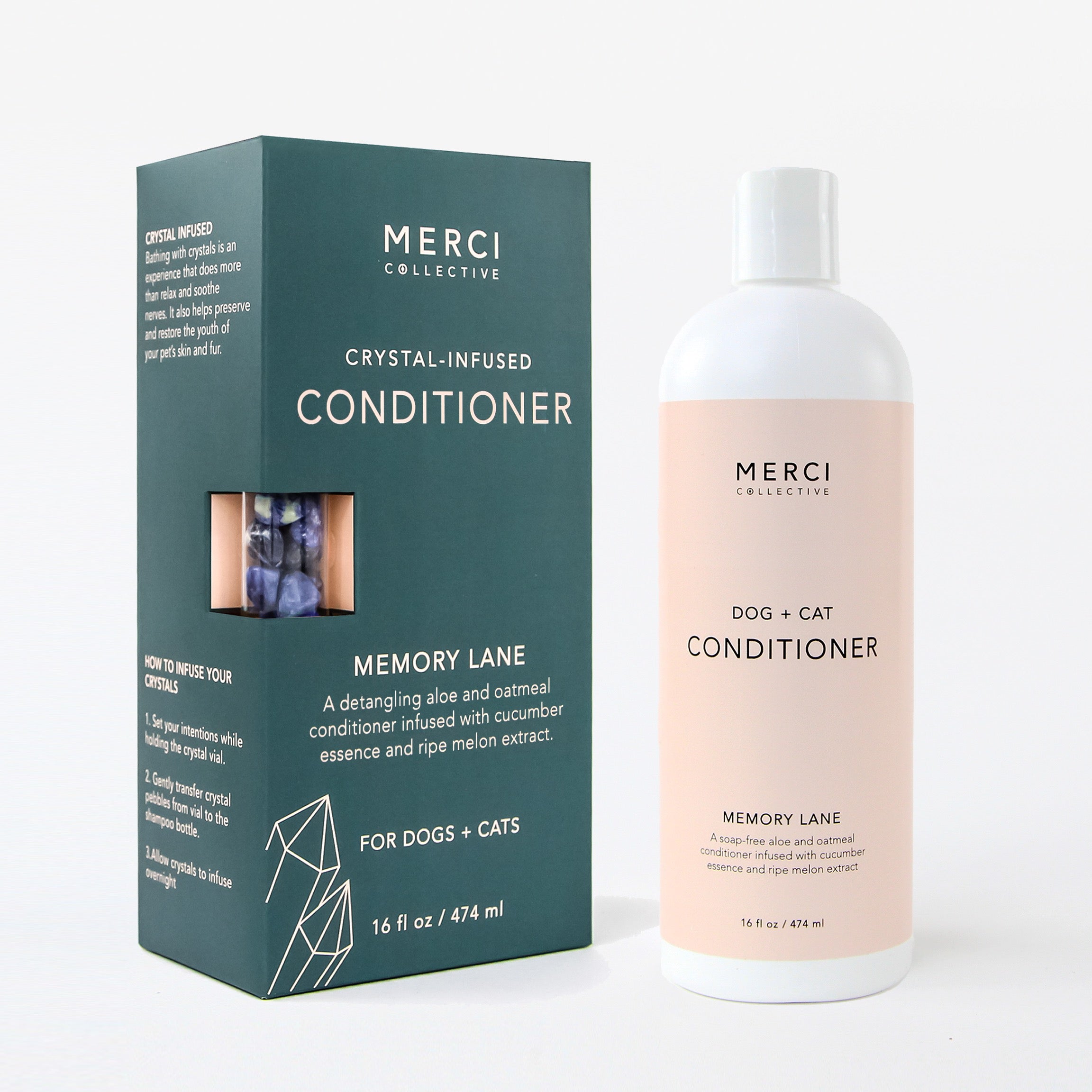 Memory Lane Conditioner bottle with a soothing melon and cucumber scent, designed for pet grooming.