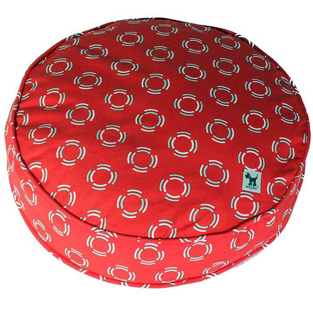 Molly Mutt Lady in Red Duvet for Dogs, a stylish and customizable dog bed made from 100% cotton canvas, featuring a vibrant red design.
