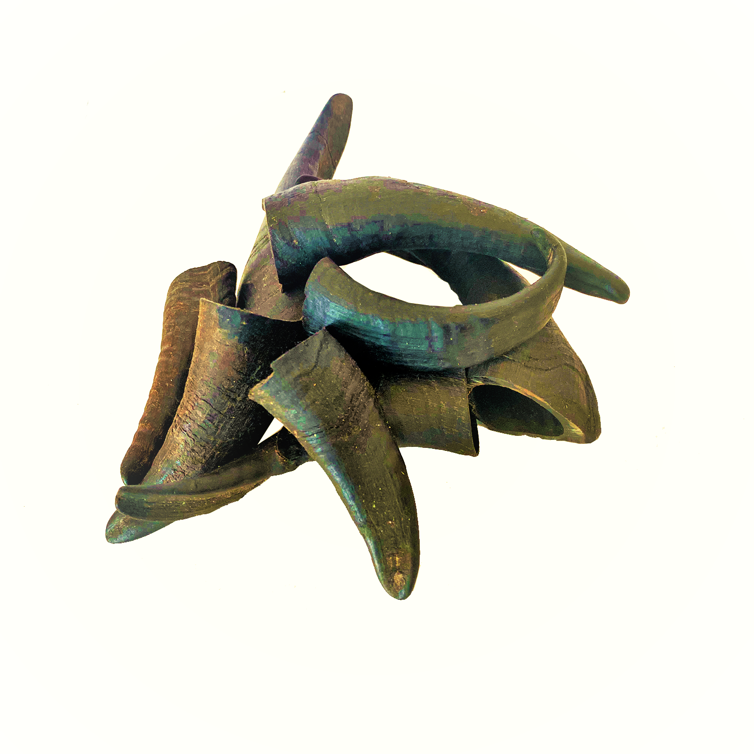 Mountain Goat Horn Dog Chews in a pack, showcasing their natural texture and size, perfect for aggressive chewers.