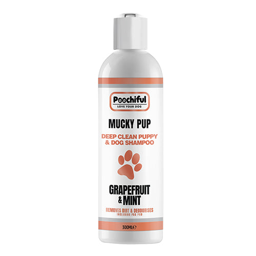 Mucky Pup Dog Shampoo 300ml bottle with a clean and fresh design, ideal for deep cleaning your dog's coat.