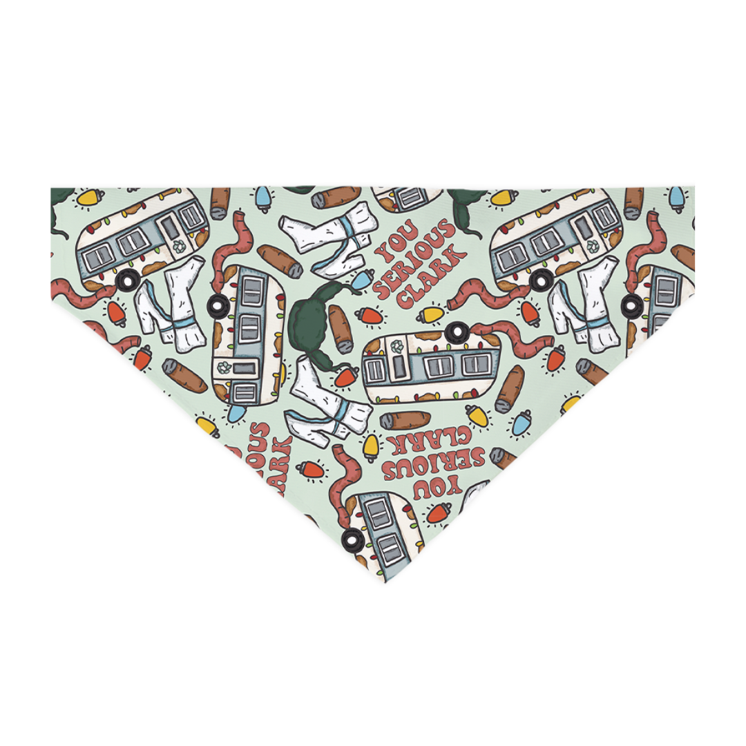 National Christmas Bandana featuring a pink background with cute Rudolph patterns, designed for pets.