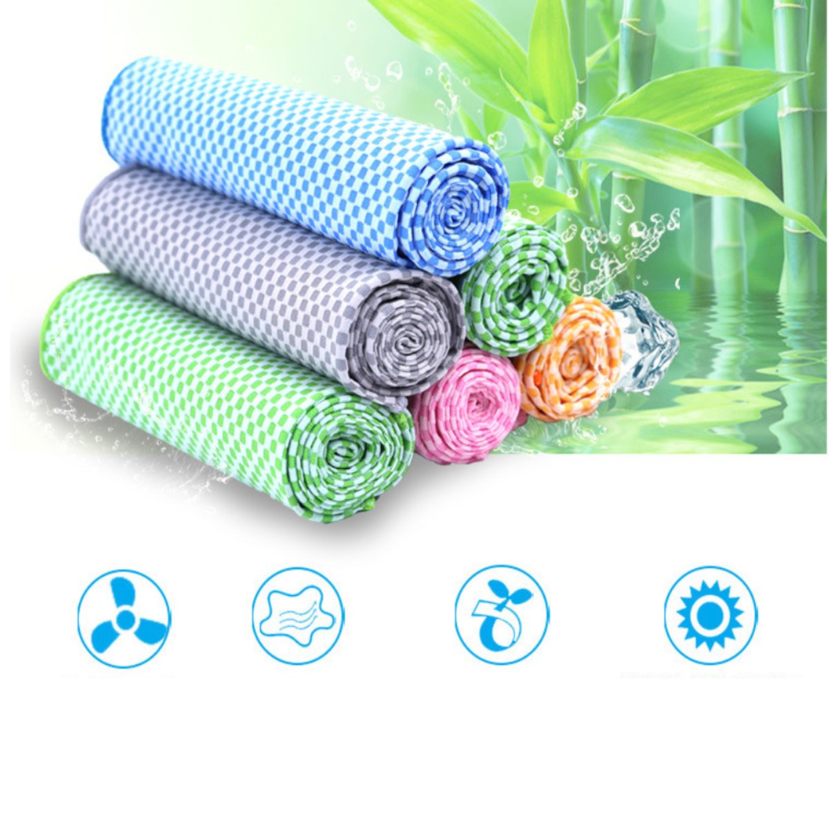 Natura Super Cool Bamboo Towel In A Bottle - 2 PK, featuring a lightweight, chemical-free bamboo towel in a portable bottle with a carabiner.