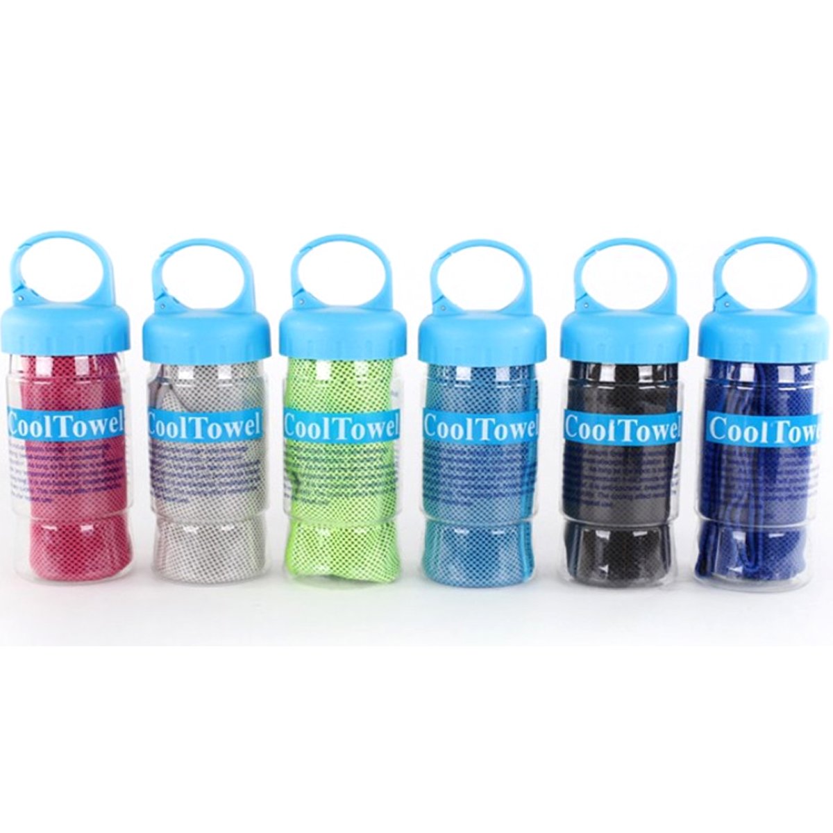 Natura Super Cool Bamboo Towel In A Bottle - 2 PK, featuring a lightweight, chemical-free bamboo towel in a portable bottle with a carabiner.