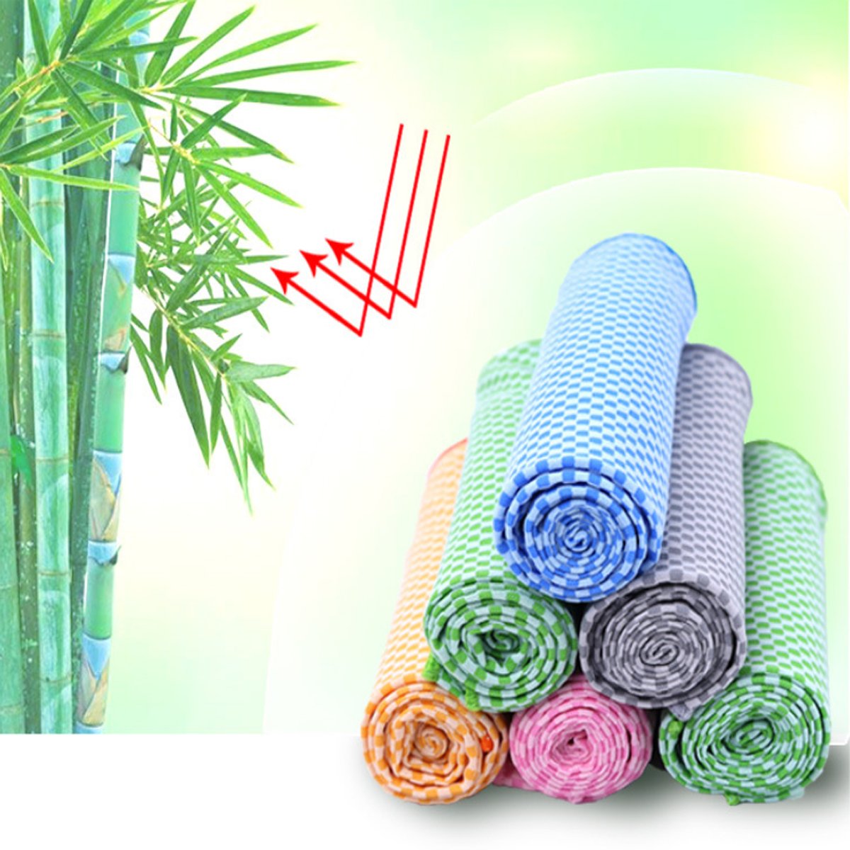Natura Super Cool Bamboo Towel In A Bottle - 2 PK, featuring a lightweight, chemical-free bamboo towel in a portable bottle with a carabiner.