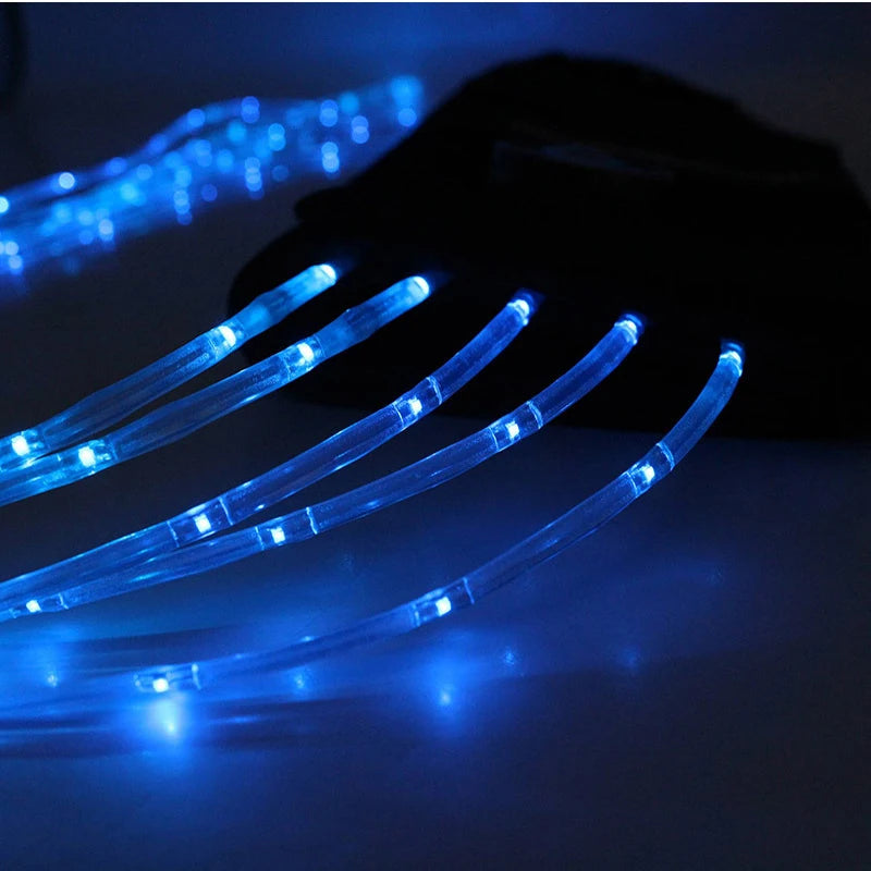 A vibrant LED horse riding tail decoration, 100 cm long, glowing in red, blue, and green colors, showcasing its luminous tubes attached to a horse's tail.