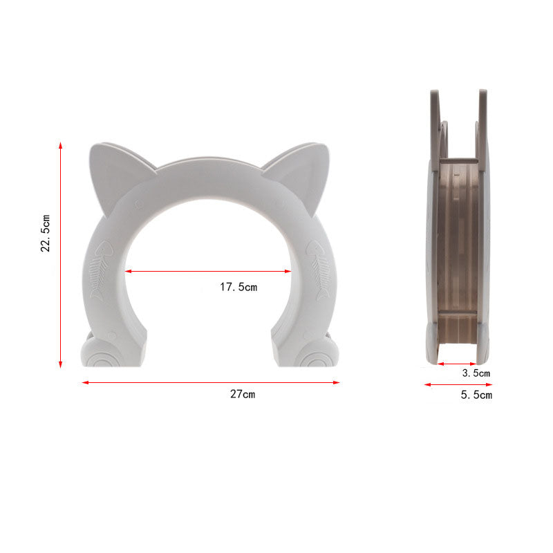 A new cat and dog door designed for easy entry and exit control, featuring adjustable dimensions for various door thicknesses.