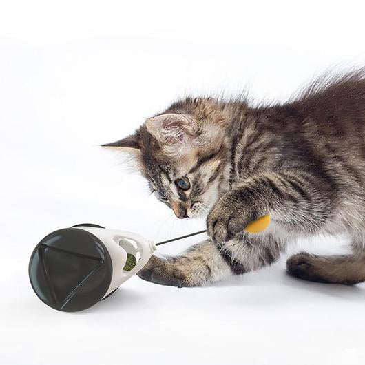 A colorful Pole Roller Cat Toy designed for interactive play, featuring a swinging mechanism and a catnip ball for added excitement.