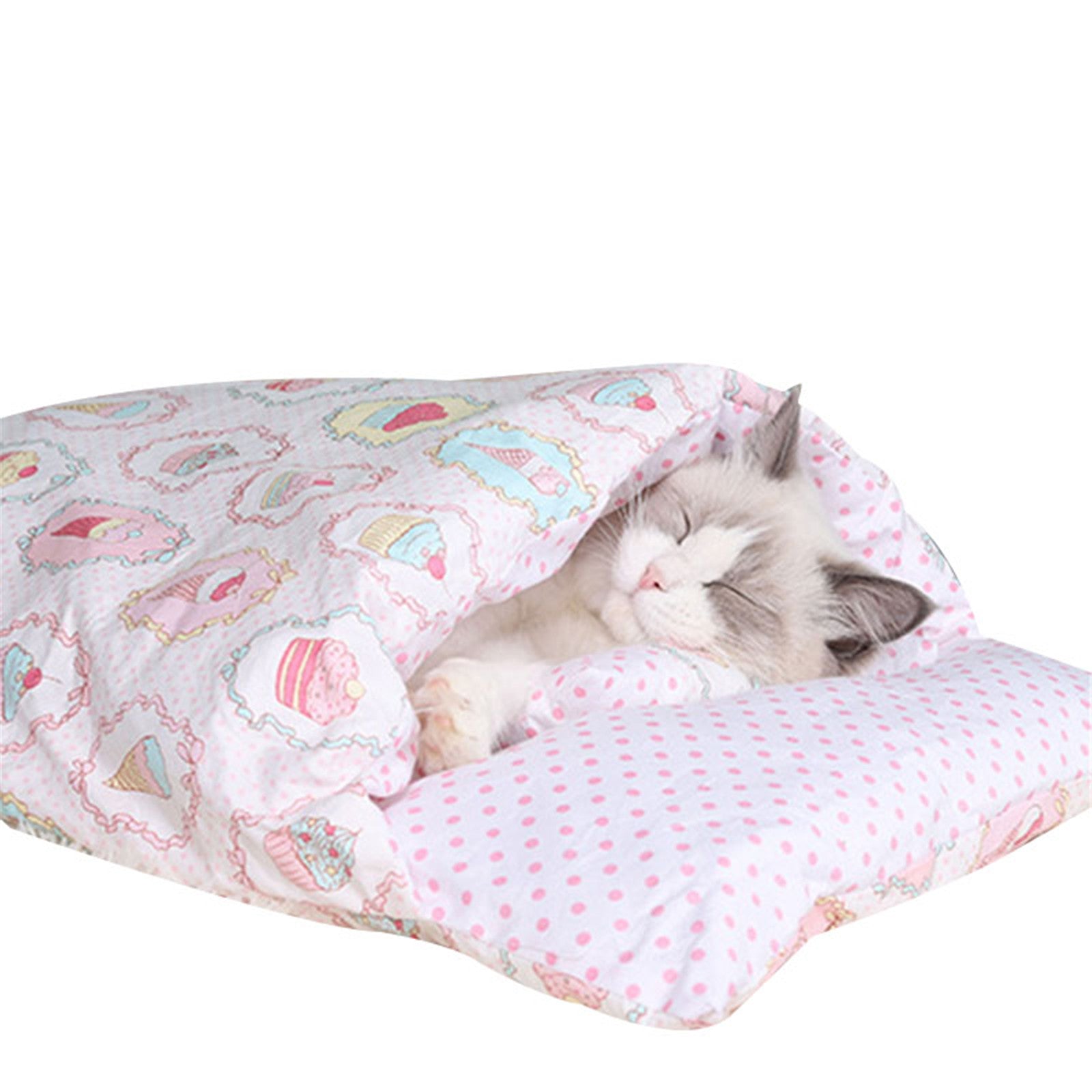 Newest Warm Cat Sleeping Bag in a cozy cave design, perfect for winter warmth and comfort for small pets.