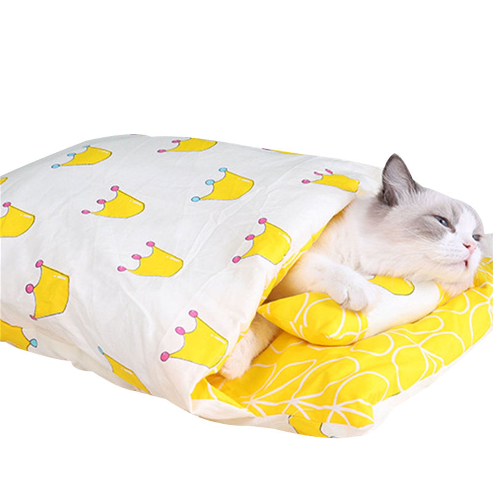 Newest Warm Cat Sleeping Bag in a cozy cave design, perfect for winter warmth and comfort for small pets.