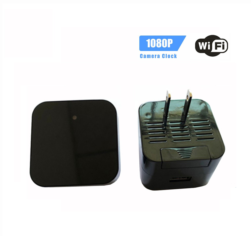 Night Vision 1080P Wifi Nanny Cam disguised as a wall charger, featuring a sleek design and hidden lens for discreet surveillance.