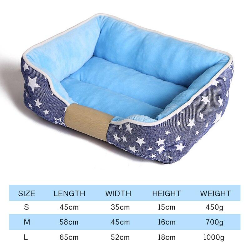Non-slip pet dog bed in blue and pink, designed for comfort and warmth, suitable for dogs and cats.