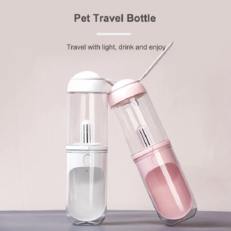 Outdoor Travel Pet Water Dispenser for dogs and cats, featuring a U-shaped drinking trough and a one-click water dispensing mechanism.