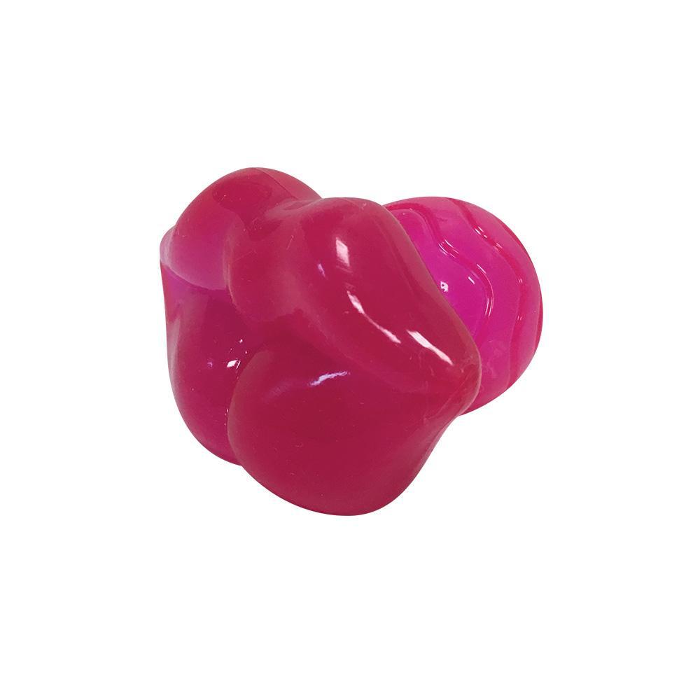 Paci-Chew Lips Dog Chew Toy in hot pink, shaped like lips, made of durable TPR with a textured surface.