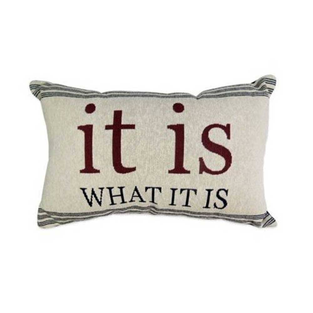 Park B. Smith Vintage House Pillow featuring 'It is What it is' pattern, made of cotton and polyester, ideal for home decor and pets.