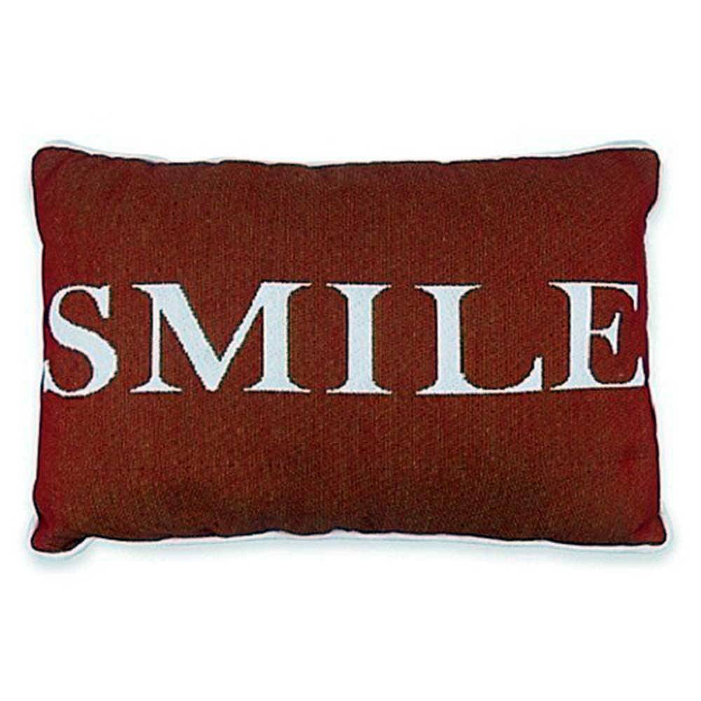 Park B. Smith Vintage House Pillow with a cheerful smile pattern in russet color, perfect for home decor and pet-friendly.