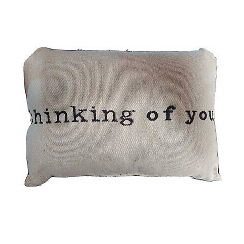 Park B. Smith Vintage House Pillow with 'Thinking Of You' pattern, featuring a soft cotton blend fabric and a cozy design.