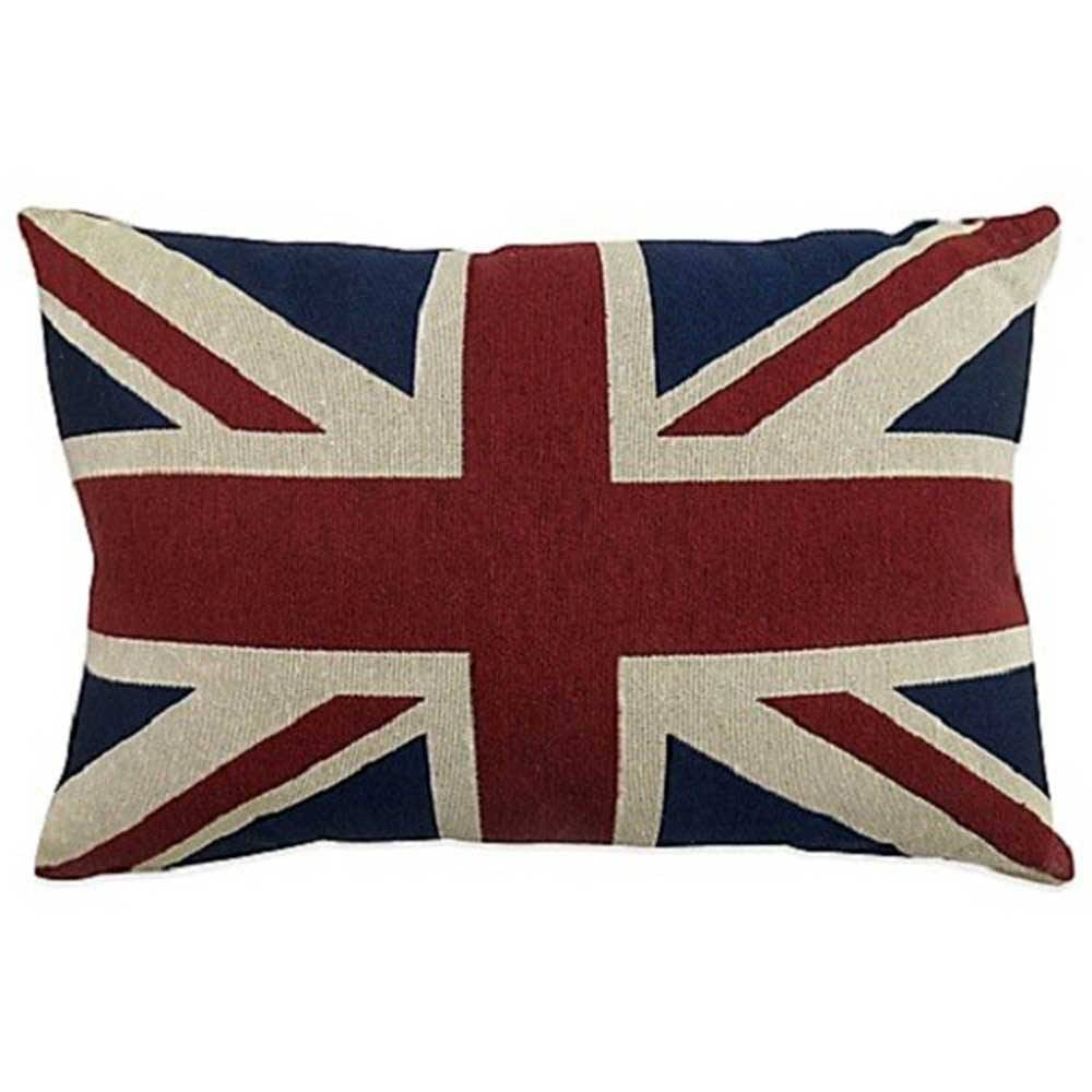 Park B. Smith Vintage House Pillow featuring a vibrant Union Jack pattern, made of soft cotton and polyester blend, perfect for home decor.