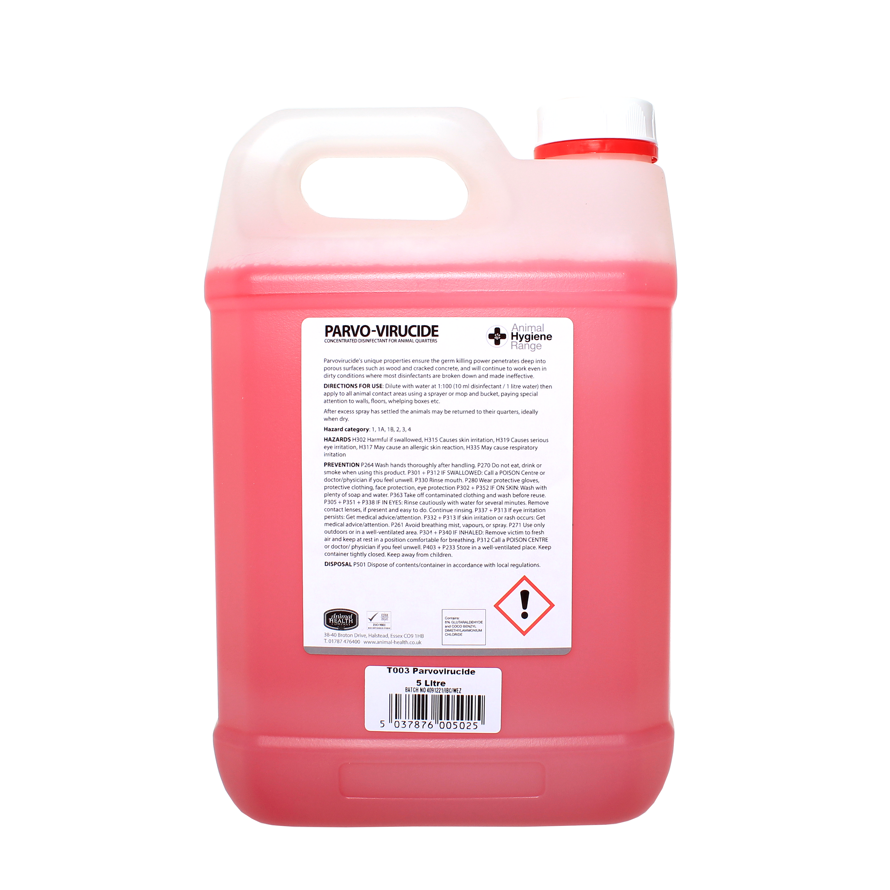 Parvo-Virucide disinfectant bottle designed for effective dog and puppy sanitation, showcasing its powerful germ-killing properties.