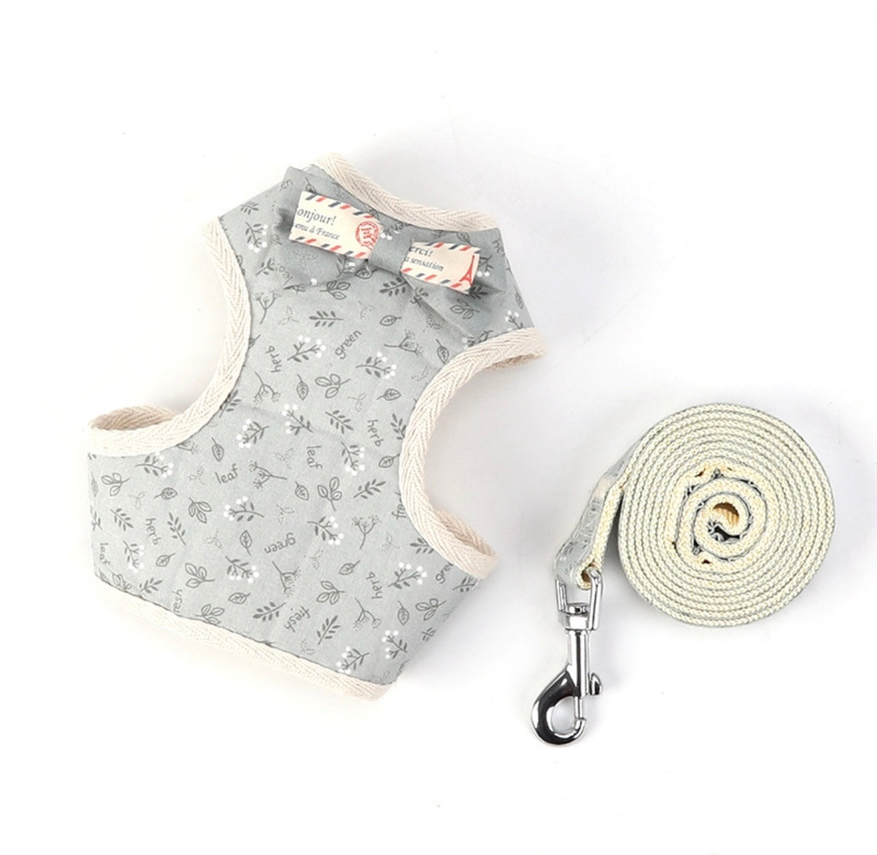 PAWSOME Cats Harness and Leash Set featuring a Japanese Flower Design, adjustable straps, and secure buckles for safety.