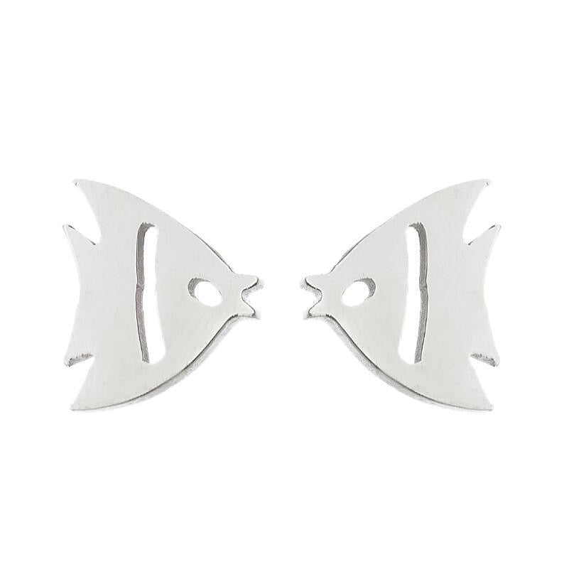 A pair of Pawsome Earrings featuring gold filled, sterling silver, and stainless steel in an elegant art deco design.