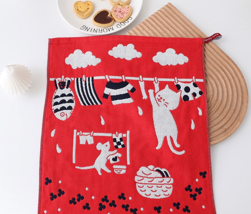 Pawsome Kitchen Towel featuring a vibrant floral design, made of 100% cotton, perfect for drying hands and dishes in the kitchen.