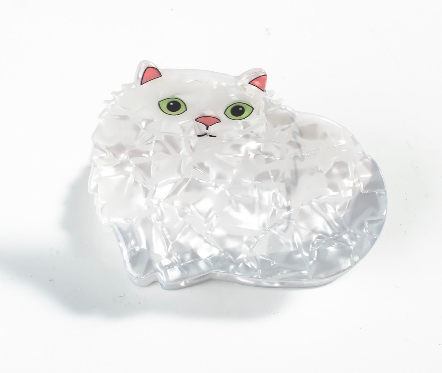 Hand-painted large claw hair clip featuring cat designs, crafted from eco-friendly cellulose acetate.