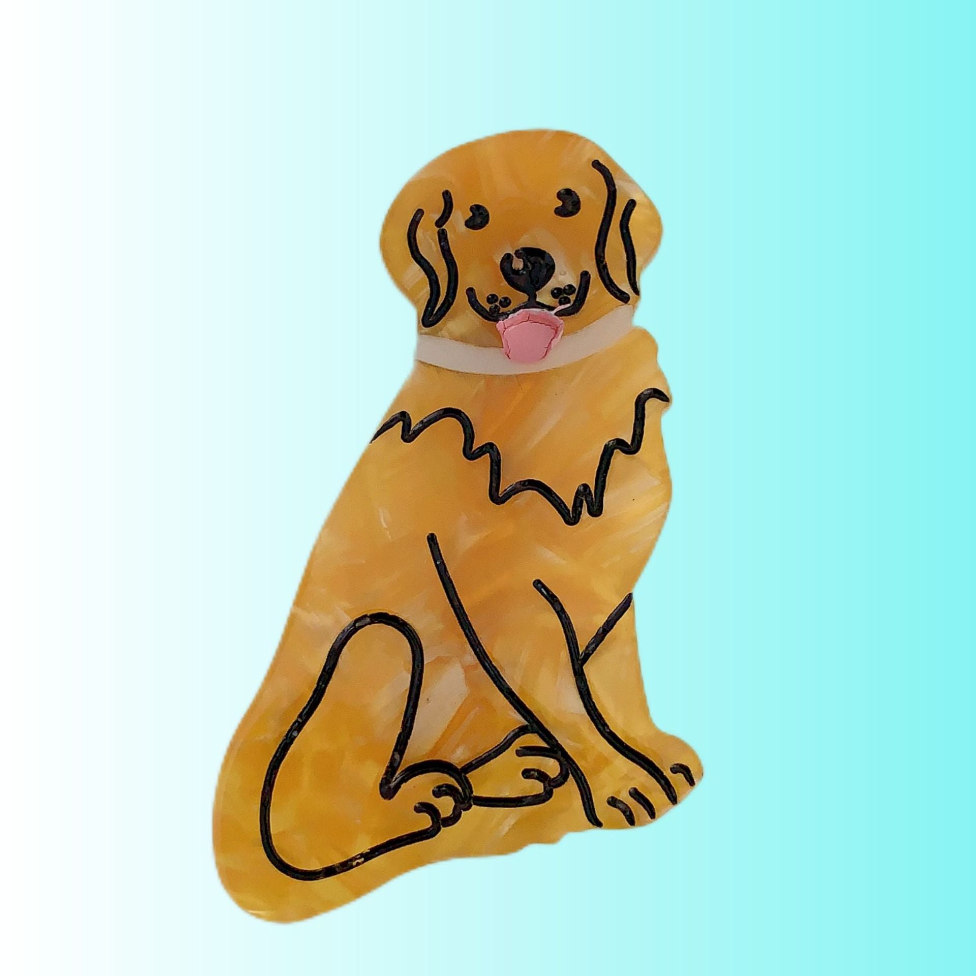 Hand-painted Pug design on a stylish claw hair clip, made from eco-friendly cellulose acetate.