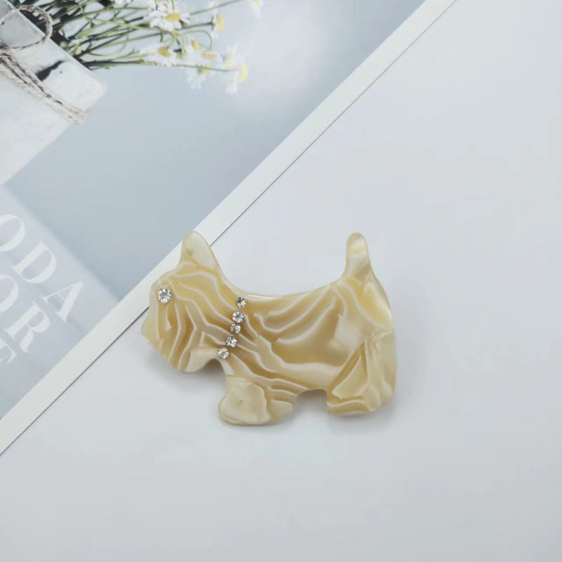 Hand-painted Dog Hair Clip #4 by PAWSOME PETS, featuring eco-friendly cellulose acetate and sparkling glass rhinestones.