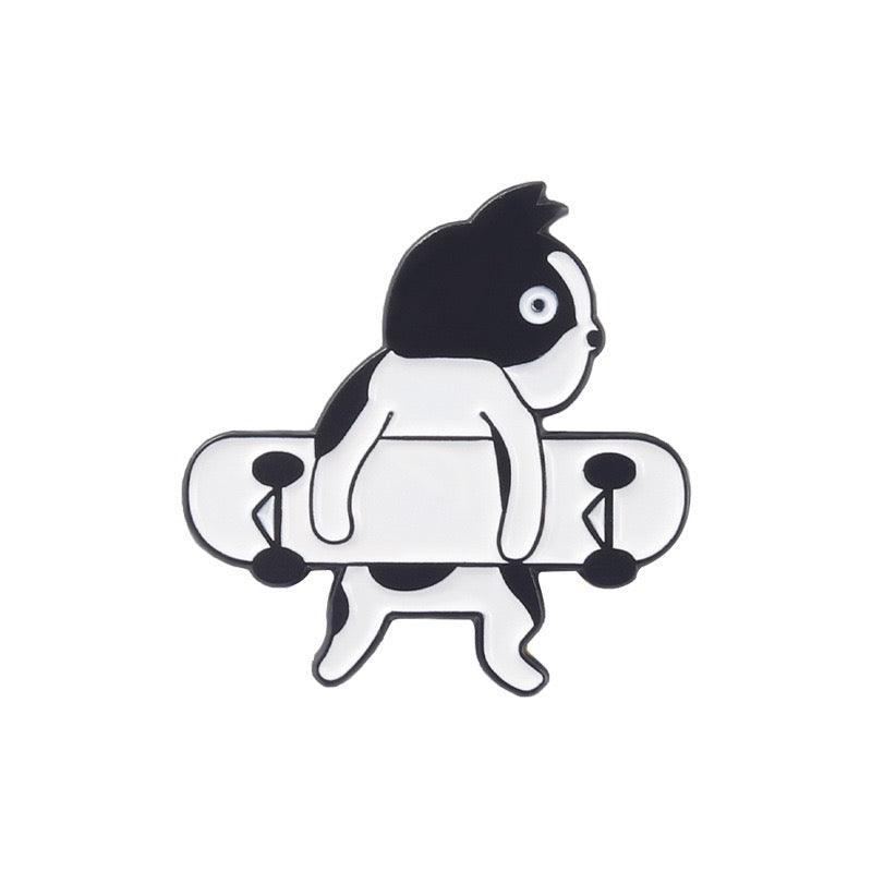 A collection of colorful PAWSOME PINS #1 enamel pin badges featuring various beloved pet breeds.