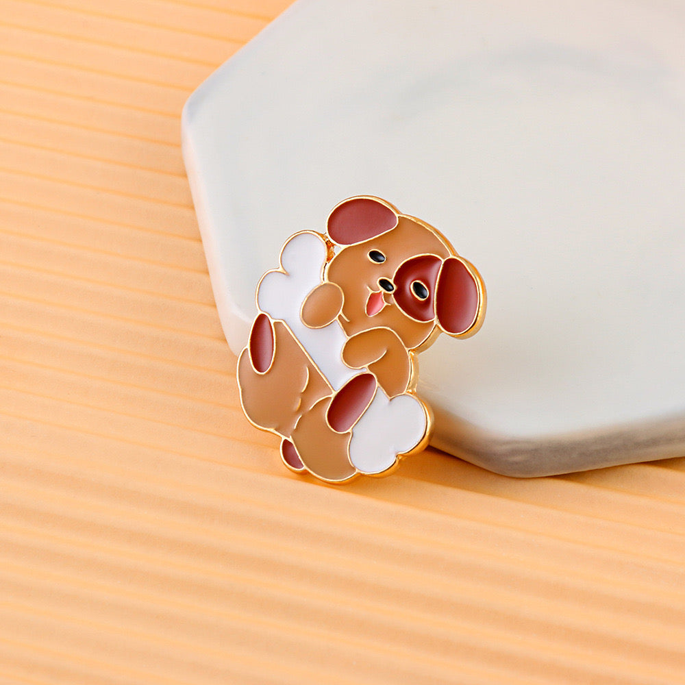 A collection of PAWSOME PINS #15 enamel pin badges featuring adorable pet designs, perfect for dog and cat lovers.