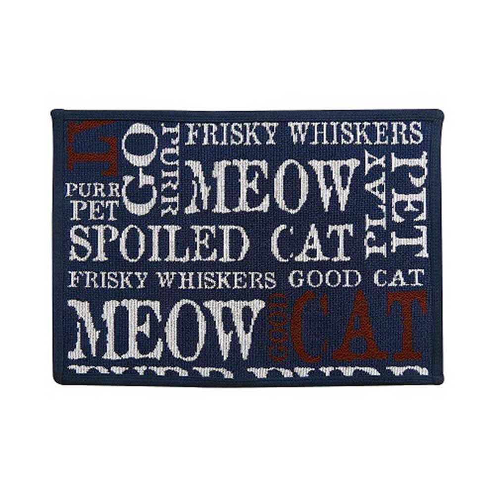 PB Paws & Co. Tapestry Pet Mat featuring a Good Cat pattern, showcasing its vibrant design and soft texture, perfect for pets.