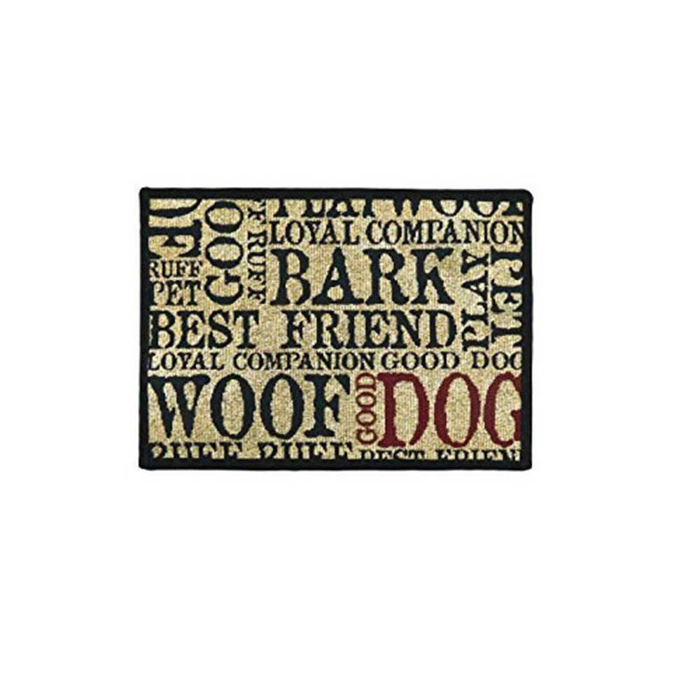 PB Paws & Co. Tapestry Pet Mat featuring a Good Dog pattern, designed for pets with a non-skid backing and liquid-resistant surface.
