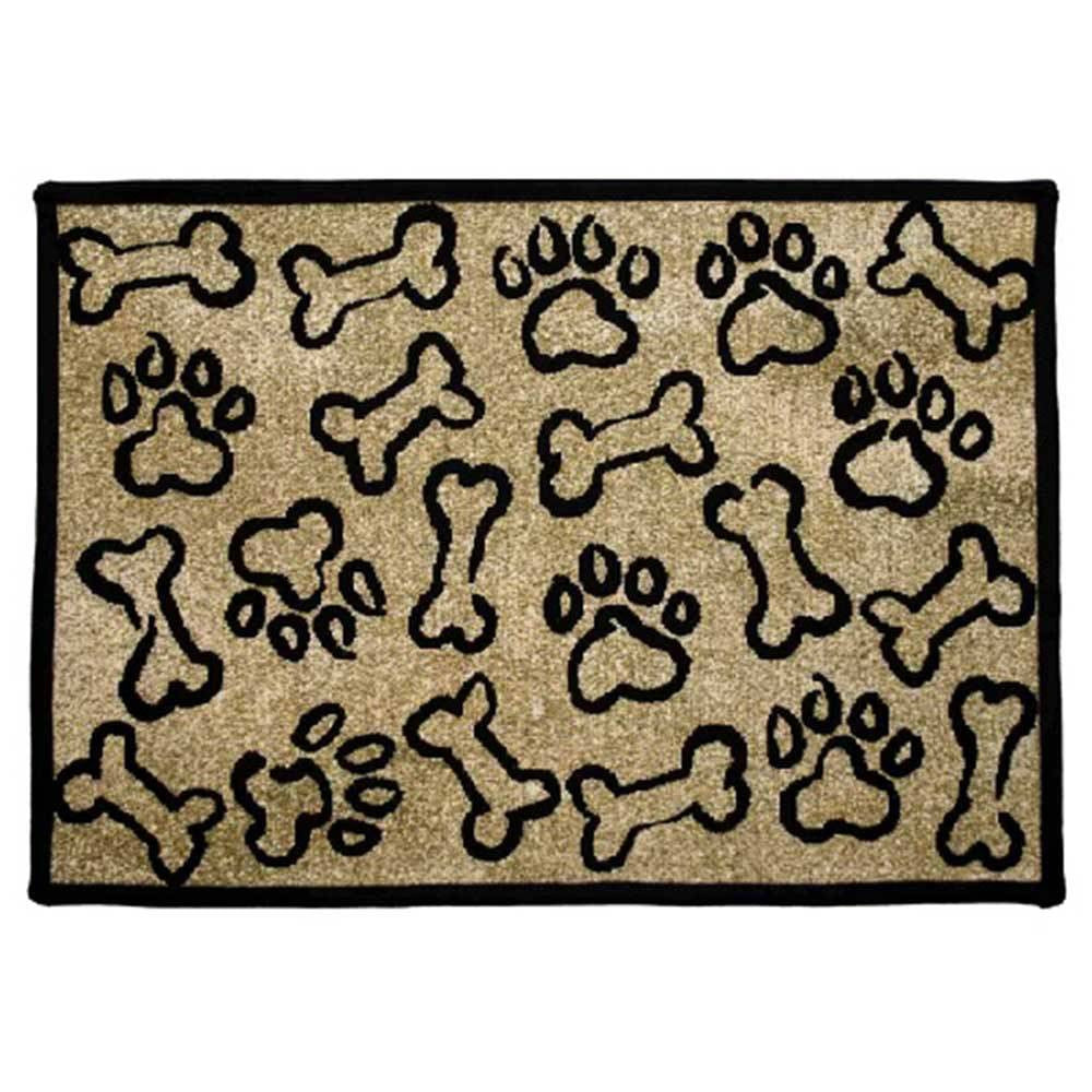 PB Paws & Co. Tapestry Pet Mat featuring a stylish Puppy Paws Gold Pattern, perfect for pet lovers and home decor.