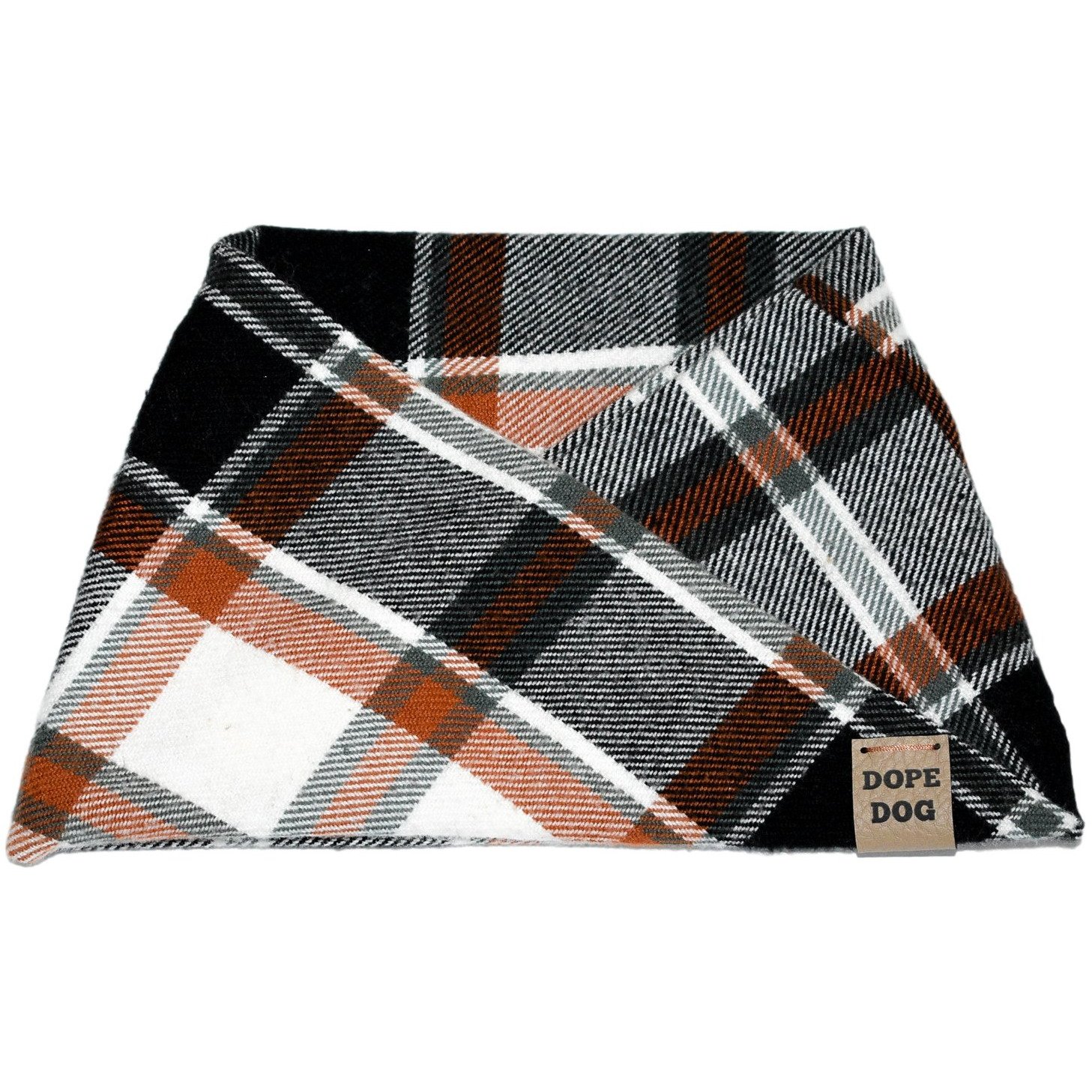 Pecan Pie Dog Scarf made of cozy cotton, featuring a twisted neck design, perfect for small and large dogs.