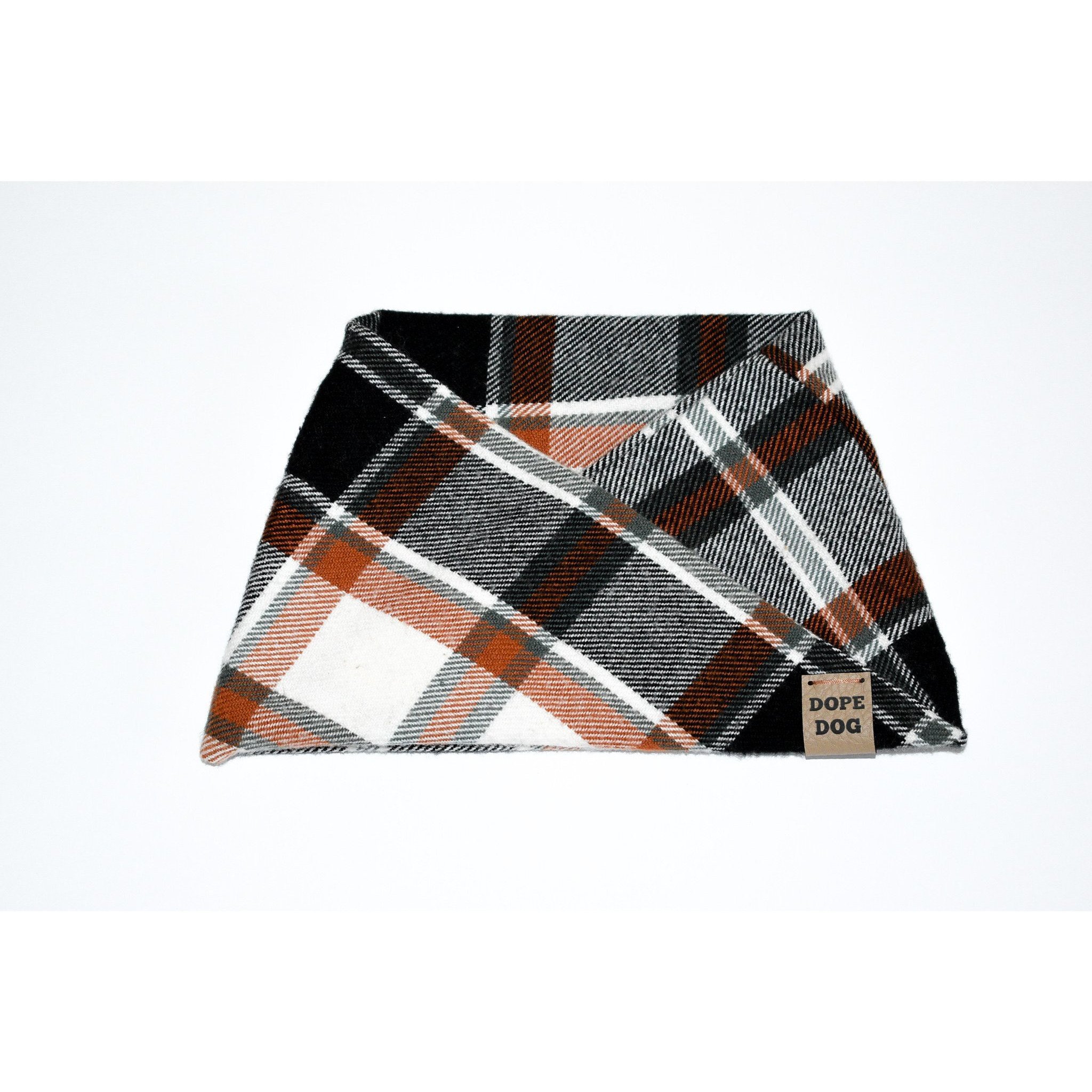 Pecan Pie Dog Scarf made of cozy cotton, featuring a twisted neck design, perfect for small and large dogs.