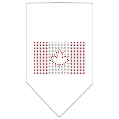 A stylish pet bandana featuring the Canadian Flag design with rhinestone embellishments, perfect for dogs of all sizes.