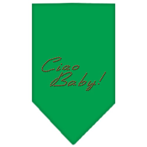 Stylish pet bandana with rhinestones, featuring the text 'Ciao Baby', designed for dogs.