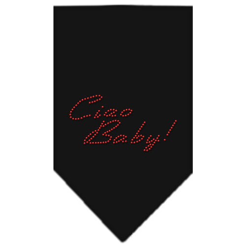 Stylish pet bandana with rhinestones, featuring the text 'Ciao Baby', designed for dogs.