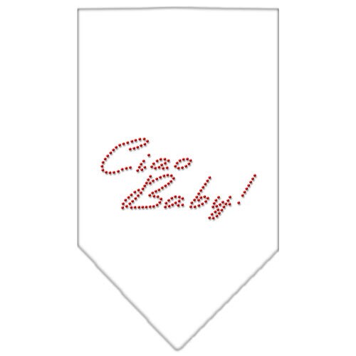 Stylish pet bandana with rhinestones, featuring the text 'Ciao Baby', designed for dogs.