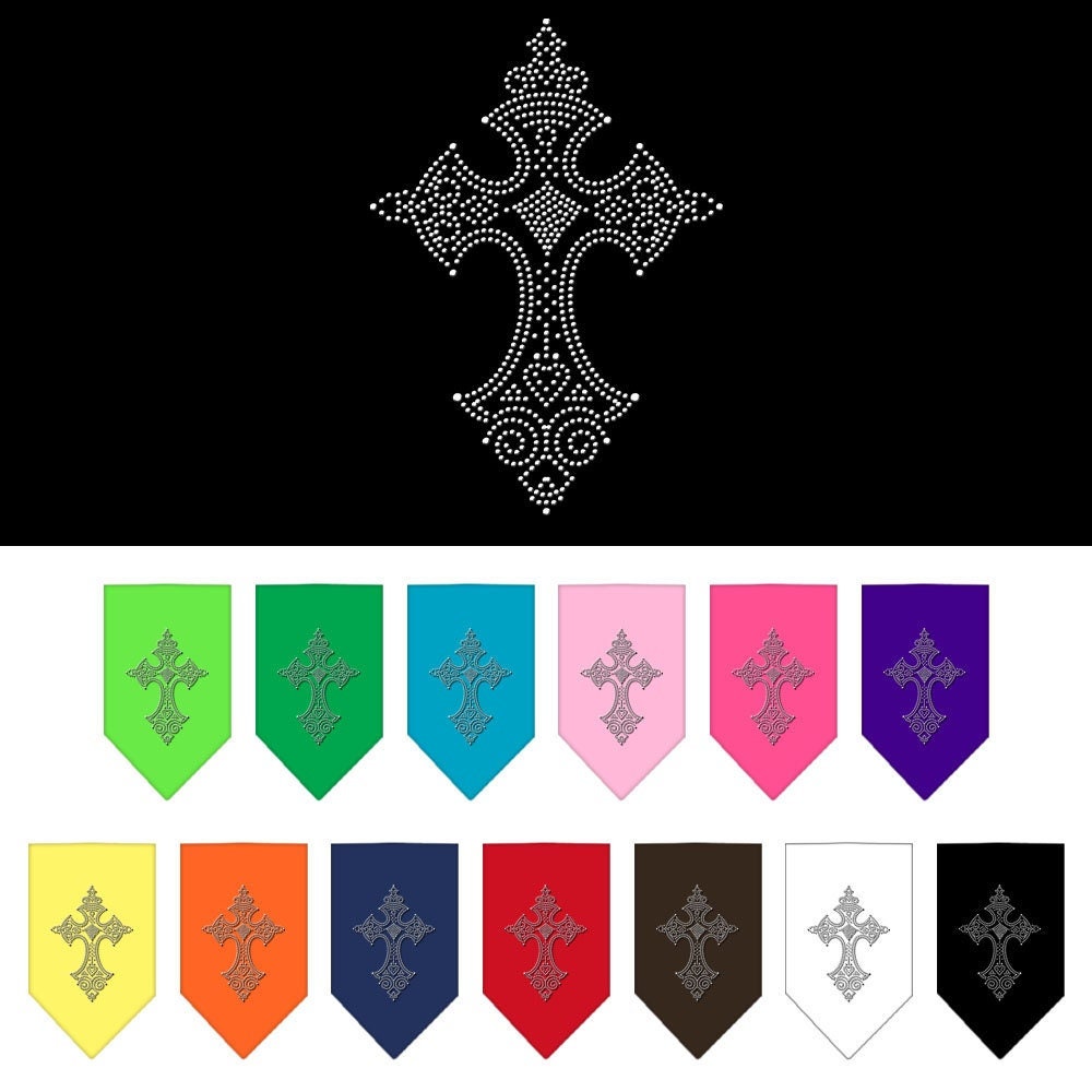 Stylish pet and dog bandana featuring a rhinestone cross design, perfect for fashionable pets.