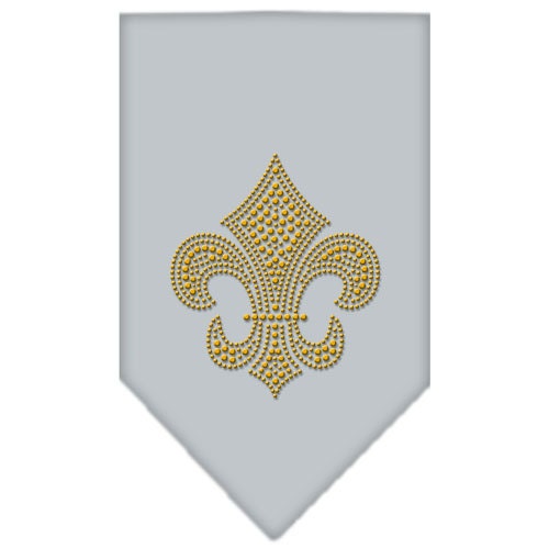 A stylish pet bandana featuring a gold rhinestone Fleur De Lis design, perfect for dogs of all sizes.
