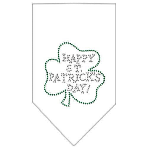 A festive rhinestone dog bandana with 'Happy St. Patrick's Day' design, perfect for pets of all sizes.