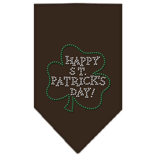 A festive rhinestone dog bandana with 'Happy St. Patrick's Day' design, perfect for pets of all sizes.