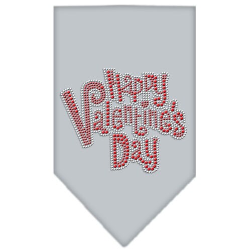 A stylish pet bandana featuring rhinestones with the text 'Happy Valentines Day', designed for dogs in a vibrant red color.
