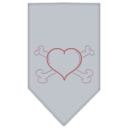 A stylish pet and dog bandana featuring a rhinestone Heart Crossbone design, perfect for fashionable pets.